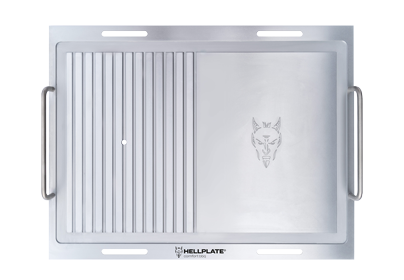 Teils geriffelte Grillplatte für den Rost