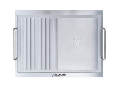 Teils geriffelte Grillplatte für den Rost